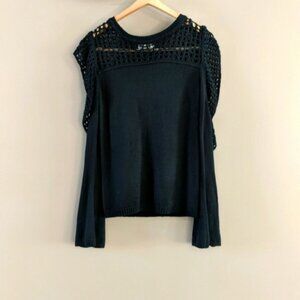 Elan long sleeve knit cold shoulder bell sleeve top